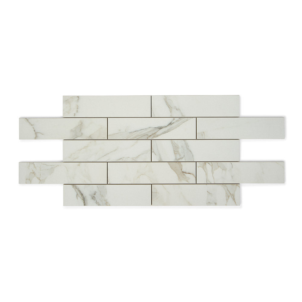 Antique Marble - Herringbone Marble Wall & Floor Tiles for Bathrooms & Kitchens - 7.5 x 30 cm - Porcelain