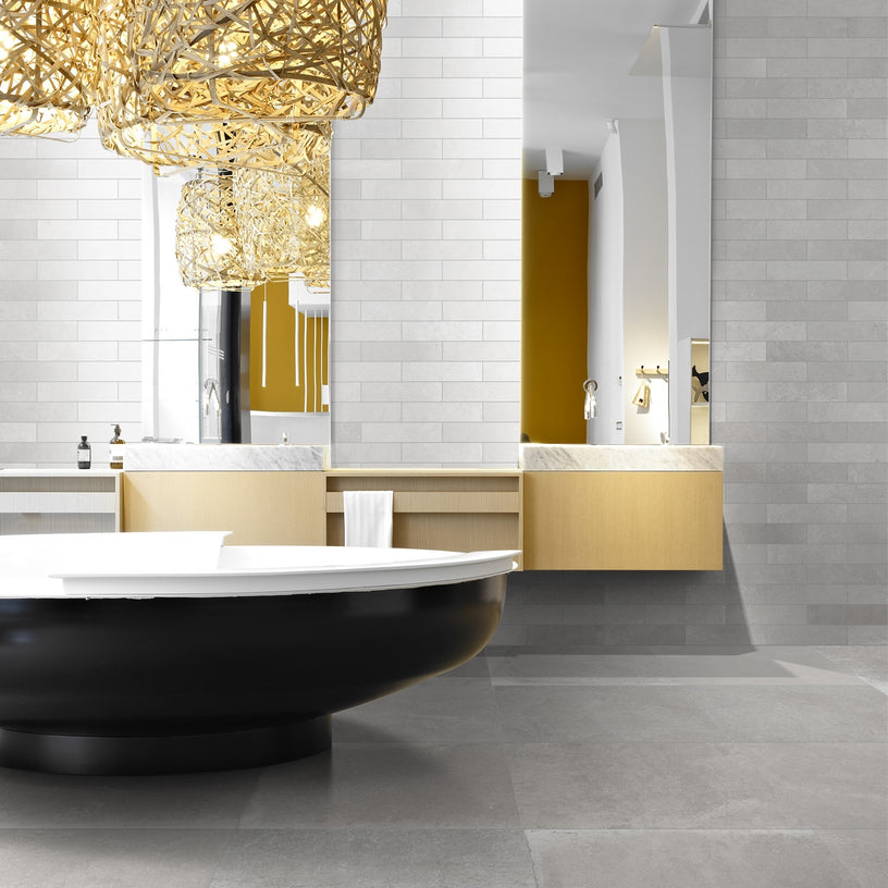 Velvet Grey - Herringbone Stone Floor & Wall Tiles for Kitchens & Bathrooms - 7.5 x 30 cm Porcelain