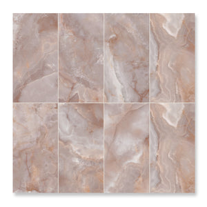 Vogue PInk - XL Pink Onyx Marble Wall & Floor Tiles - 60 x 120 cm for Bathrooms & Kitchens - Polished Porcelain