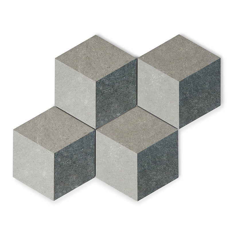 Transit Decor - Grey Hexagon Floor & Wall Tiles for Kitchen Splashbacks, Bathrooms & Hallways - 22 x 25 cm