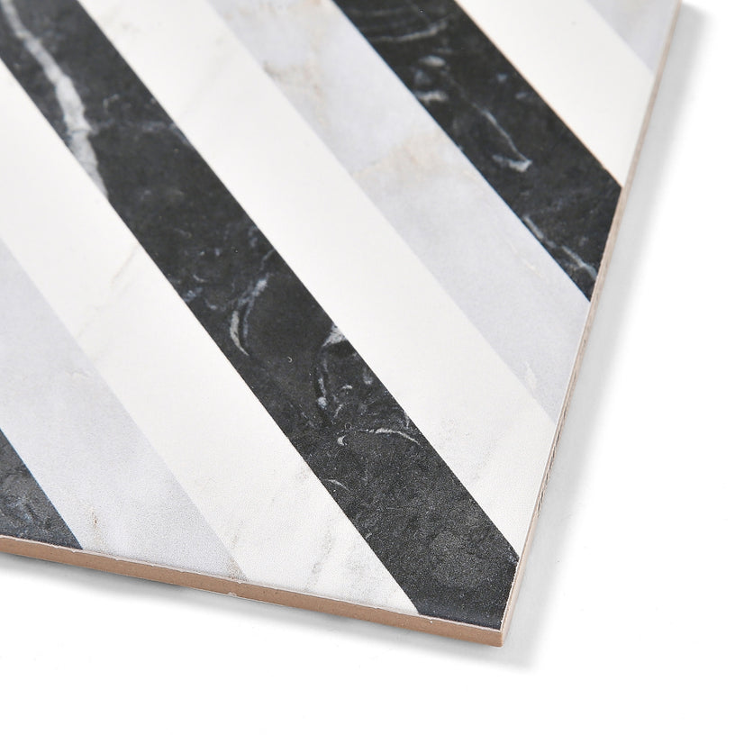 Swoon Diamond Decor - Geometric Marble Wall & Floor Tiles for Bathrooms & Kitchens - 16.5 x 16.5 cm, Porcelain